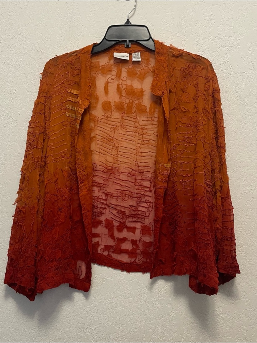 Chico's Sz 3 XL Ombre Silk Orange Fiber Wearable Art-to-Wear Funky Jacket